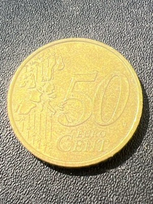 Moneda alemana de 50 centavos de euro 2002 G Mint moneda rara diseño puerta de Brandeburgo y estrellas Foto 1 de 3