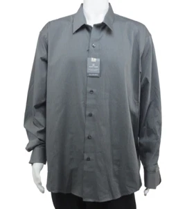 Van Heusen klassisches Fit pflegeleichtes Knopfleiste grau gestreiftes Shirt 2XL - Bild 1 von 4