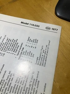 Genuine Mercedes Wiring Diagram 1977 450 SEL USA Spec 116. 033 - Bild 1 von 3