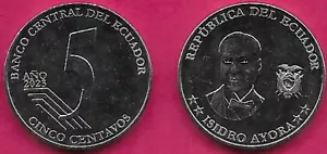 ECUADOR 5 CENTAVOS 2023 UNC 1 ANNO TIPO,IZIDRO AYORA, NOME DEL PAESE,NATIONA - Foto 1 di 1