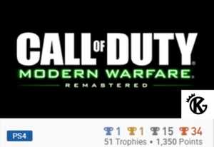 Call of Duty Modern Warfare Remastered PS4 Platinum Trophy/Trophäen Service 🏆 - Bild 1 von 1