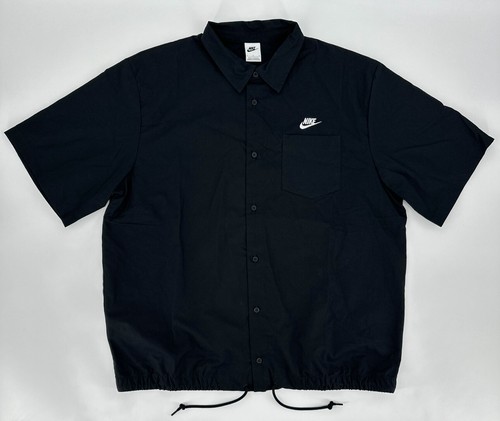 Nike Camicia Uomo Large Club Oxford Manica Corta Lavoro Bottoni Nero FN3902 010