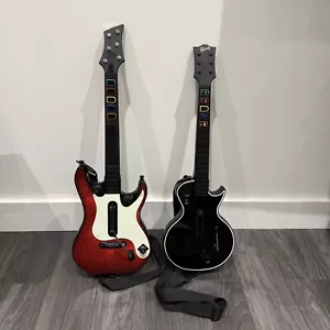 PAIR OF 2X GUITAR BAND HERO PS2 PS3 LES PAUL WIRELESS CONTROLLERS NO DONGLE - Picture 1 of 18