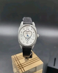 Judith Ripka Heart MOP Dial Sterling & Stainless Watch Leather Deployment Band - Picture 1 of 6