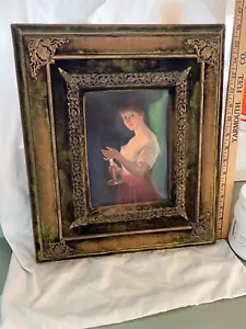 19th century KPM Knoeller Plaque Good Night Girl with Candle 6 x8” framed velvet - Picture 1 of 7