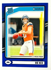 2024 Donruss Bo Nix BLUE Press Proof RC #369 Broncos Rated Rookie! - Bild 1 von 3