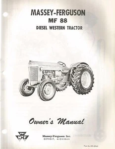 Massey Ferguson MF 88 Diesel Western Tractor Manual del Propietario - Imagen 1 de 1