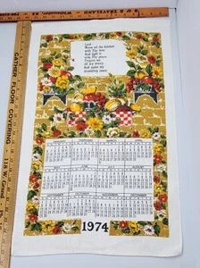 Calendario asciugamano da tè 1974 vintage frutta e fiori - Signore scalda tutta la cucina... Usato in ottime condizioni - Foto 1 di 6