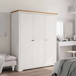 Kleiderschrank BODO Weiß und Braun 146x53,5x173 cm Kiefernholz - Bild 1 von 9