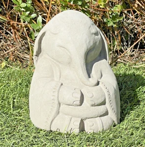 LARGE MEDITATING BUDDHA ELEPHANT STATUE Cement Concrete Outdoor Animal Decor Art - Picture 1 of 9