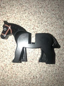 Vintage Lego Horse Black 4494 4493 Black Horse Brown Bridle With Moving Head - Picture 1 of 6