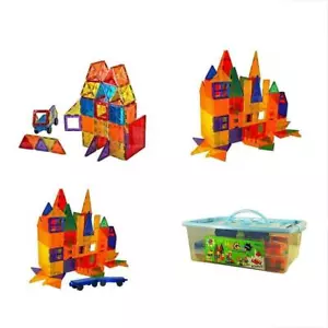 Kids Magnetic Building Tiles Blocks 2 Magnetic Cars Set 108 Children Gift NEW - Picture 1 of 5