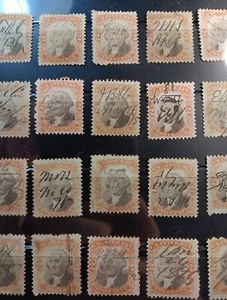 1871-1880 2 cent documentary revenue stamp 3rd issue X31 used collection Orange - Picture 1 of 10