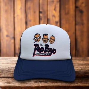Gorra de camionero The Pep Boys para hombre azul marino vintage tienda automática Manny Moe Jack neumáticos gorra - Imagen 1 de 6