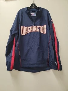 Vintage Washington Nationals Windbreaker Pullover Majestic Cool Base Sz 2XL MLB - Picture 1 of 8