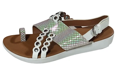 NUEVO FITFLOP BLANCO VIEIRA EXÓTICO CORREA TRASERA SANDALIAS ZAPATOS TALLA 6 Foto 1 de 4