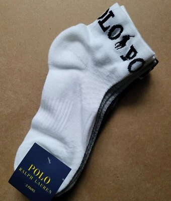 Женские носки Polo Ralph Lauren 3 пары с амортизацией на лодыжке размер M 4-10 серые белые черные - Изображение 1 из 4