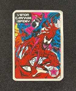 1992 COMIC PINK STAR VENDING MACHINE #11 VENOM CARNAGE SPIDEY STICKER CARD NM/M - Picture 1 of 3