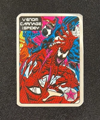 1992 COMIC PINK STAR VENDING MACHINE #11 VENOM CARNAGE SPIDEY STICKER CARD NM/M - Image 1 of 3