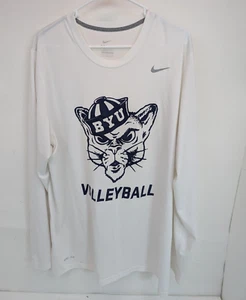 Nike Dri-Fit L/S Blanco Azul Camiseta Voleibol BYU Gráfico Puma Talla XL DEFECTUOSA - Imagen 1 de 9