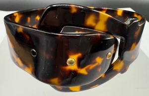 VINTAGE ESTATE FAUX TORTOISE SHELL CELLULOID BUCKLE BRACELET - Picture 1 of 11