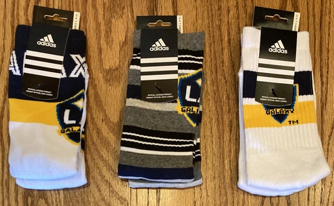 3 Pair LA Galaxy MLS adidas Men’s Socks Size 9-11 Cover