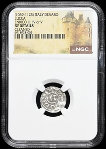 ITALY, Lucca. Henry III-V, 1039-1125. Hammered Silver Denaro, NGC XF Details - Picture 1 of 2