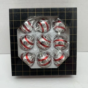 9 Vintage Mercury Hand Painted Glitter Glass Christmas Ornament Brazil  Box - Picture 1 of 7