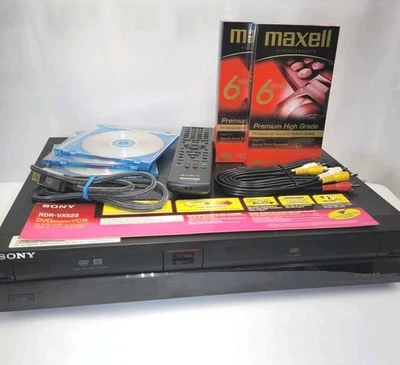Sony RDR-VX525  DVD Recorder VCR Combo Remote New Tapes & Discs HDMI & RCA Cable - Image 1 of 4