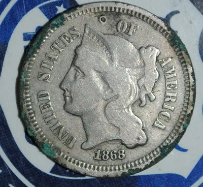 1868  Nickel Three Cent {{{4A50 - Image 1 of 2