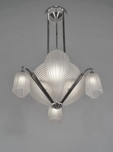 H.PETITOT : FRENCH 1930 ART DECO CHANDELIER  cleopatra ....... Muller freres - Picture 1 of 12