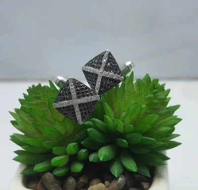 1.50 CT Round Lab Created Diamond Men's Special Cufflink 14K White Gold Plated - Image 1 of 4