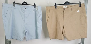 M&S Men's Plain Shorts 2xPcs Size 46" Short Blue/Biege NWOT F2 - Picture 1 of 10