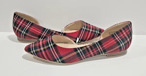 Isaac Mizrahi New York Rojo Cuadros Punta Plana Mujer’s Talla 7.5 - Imagen 1 de 8
