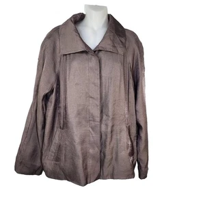 Chico's Damen Jacke Größe 2 Large dezenter Glanz Karise Langarm taupe Knopf - Bild 1 von 12