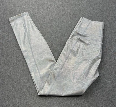 NUEVO CON ETIQUETAS Fabletics Oasis Leggings Cintura Alta Plata Brillo Holograma Mujer Pequeños Foto 1 de 4