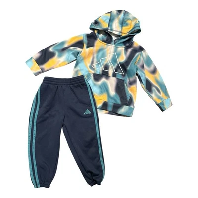 Adidas Little Boys Printed Polyester Fleece Pullover Hoodie and Jogger Pants 2T - Image 1 of 4