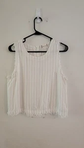 Altar'd State Size Large Linen Blend Shirt Button Back Sleeveless Frayed Hem L - Picture 1 of 13