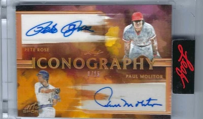 Pete Rose, Paul Molitor  ,2023 Leaf, Dual Autographed Card 8/15 - Image 1 of 2