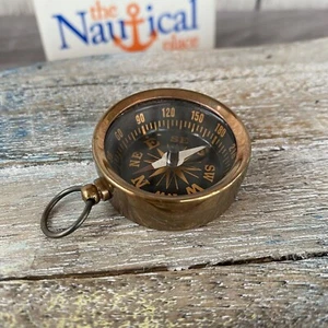 Lot of 20 PCs Brass Antique Finish Open Face Pocket Compass Necklace Keychain - Picture 1 of 3