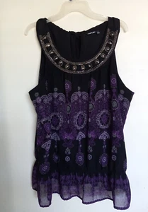Apt 9 Women's Peplum Tank Top Size L Embroidered Floral - Picture 1 of 4