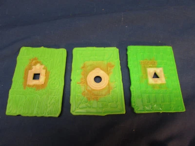 set of 3 Vintage Green Ghost Board Game Pit Covers w/ Luminous Keyhole  - Image 1 of 2