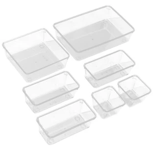 7pcs Clear Desk Drawer Organizer Free Combination Utensil Makeups Drawer - Picture 1 of 12