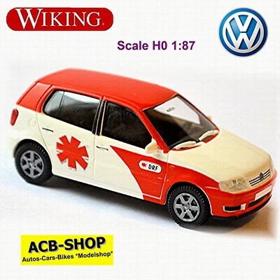 VW Polo III Tipo 6N Notarzt DRF Luftrettung 1994-97 - 1:87 Wiking 071 05 - Immagine 1 di 2