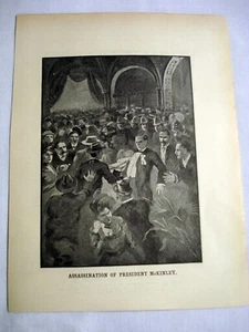 1901 2-seitige illustrierte Seite Präsident McKinley Attentat, Abschied von Frau - Bild 1 von 2