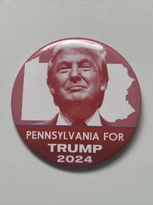 2024 Reelección Presidente Donald Trump 3" Botón Pennsylvania Para Trump 2024 Rojo - Imagen 1 de 2