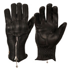 Goldtop Womens CE Black Leather Armoured Summer Zipped Motorcycle Gloves Silk