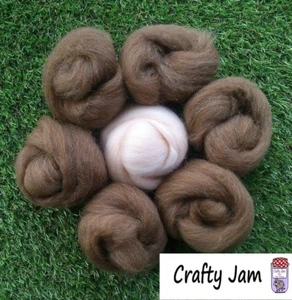 Nadelfilzen Natur Braun & Fleisch Haut Rosa Wolle Rovings, 3D Tier Projekte - Bild 1 von 3