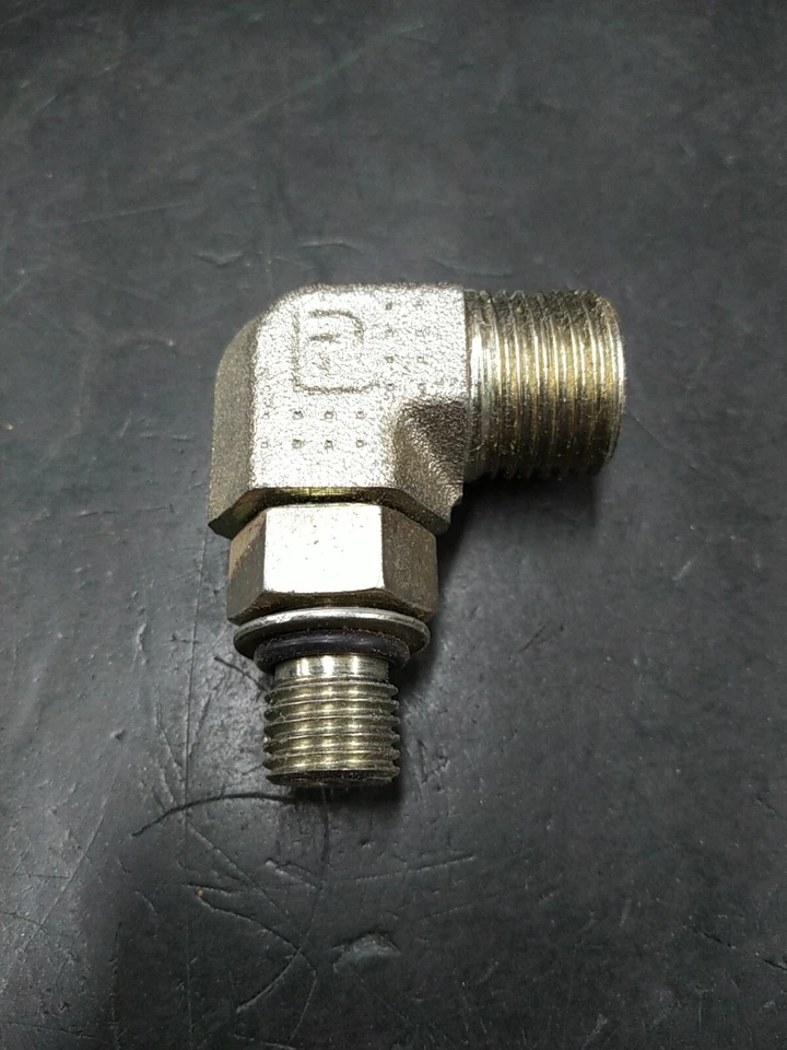 Parker 6-4 C5OLO-S Hydraulic Adapter 90° Elbow Male ORFS-6 to Male ORB-04 - Image 1 of 1