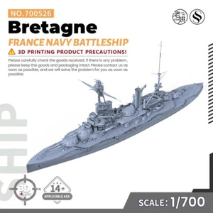 SSMODEL SSC700526 1/700 Military Model Kit France Navy Bretagne Battleship - Picture 1 of 4